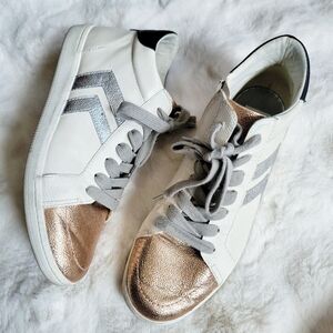 🕊️ Dolce Vita Ivory with Rose Gold & Silver Metallic Accent Sneakers size 9.5